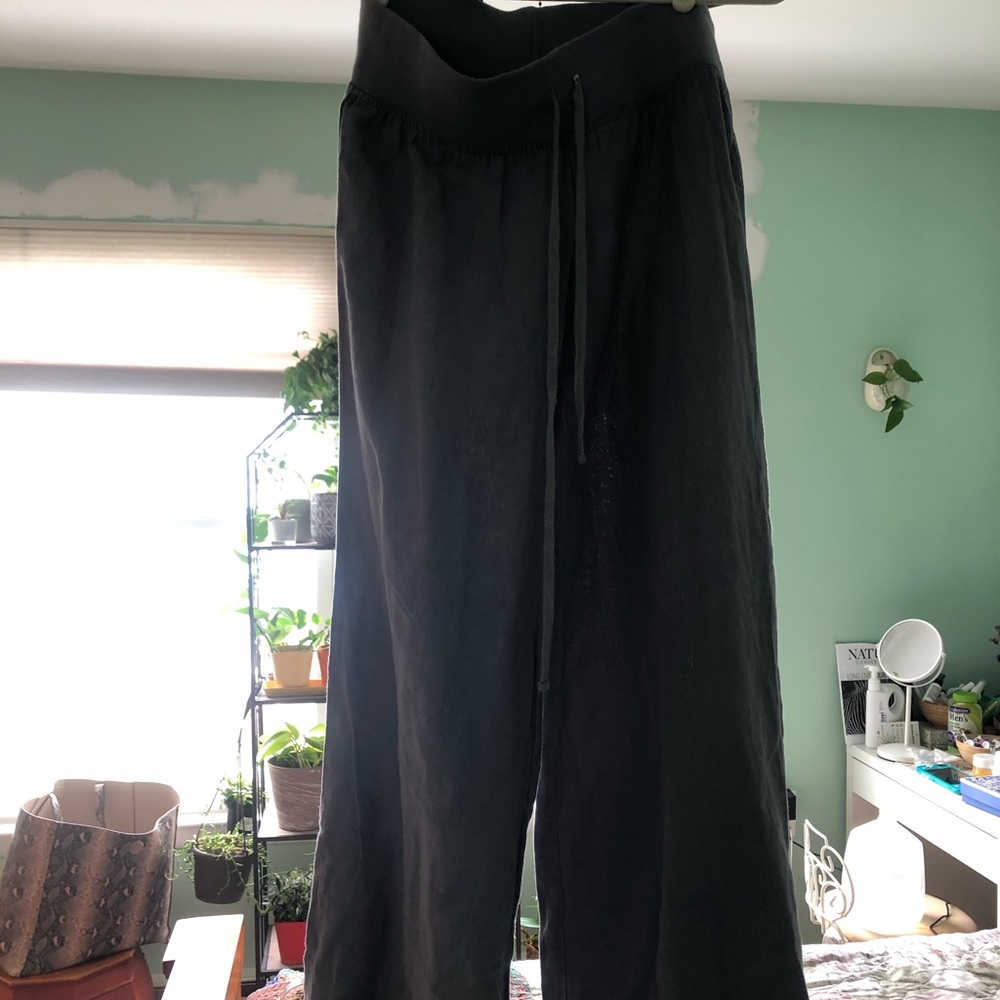 KRISA wise leg linen pants blue size m